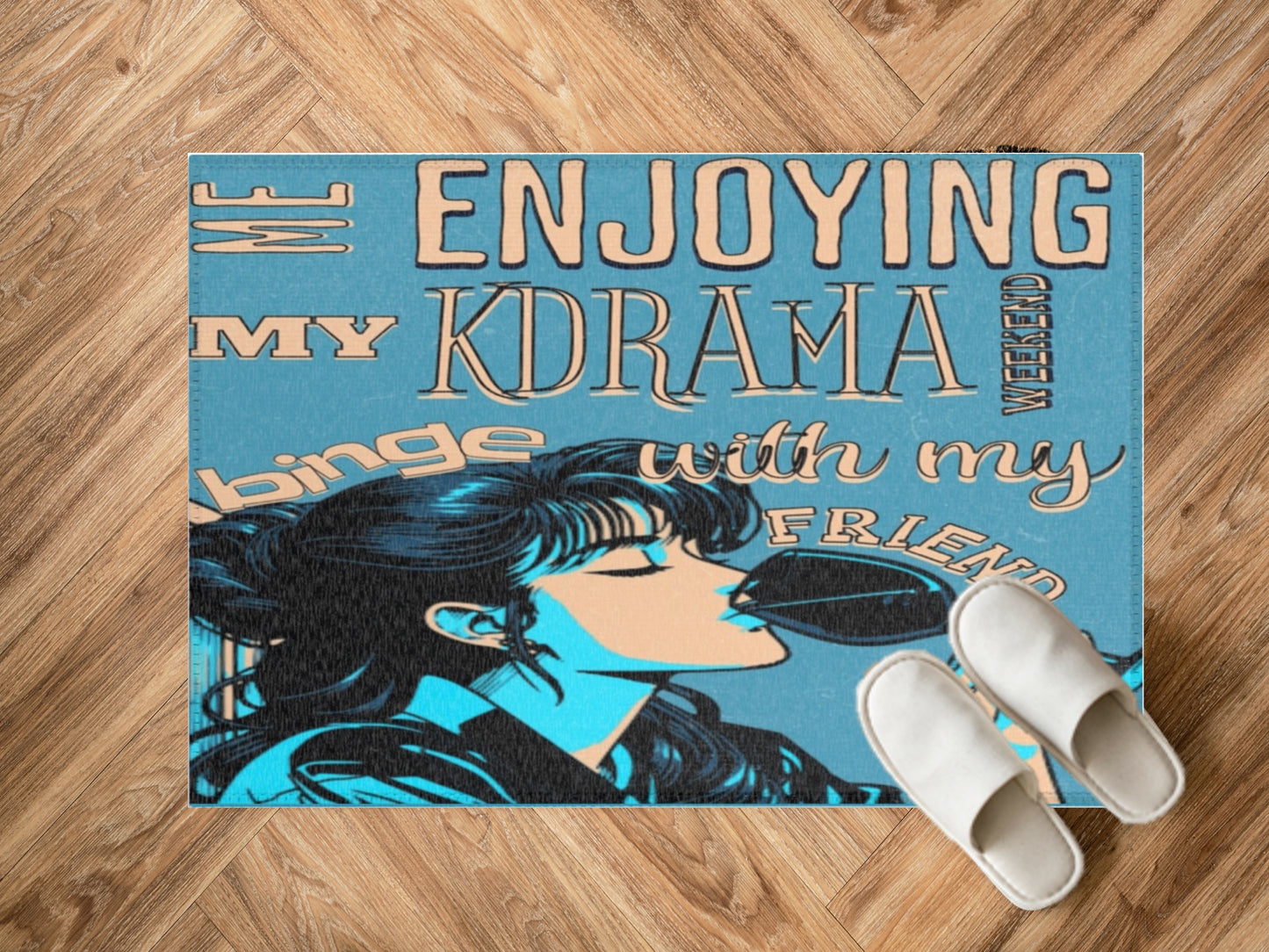 KDrama Themed Area Rug - "KDrama Binge Weekend with Friends Area Rug"