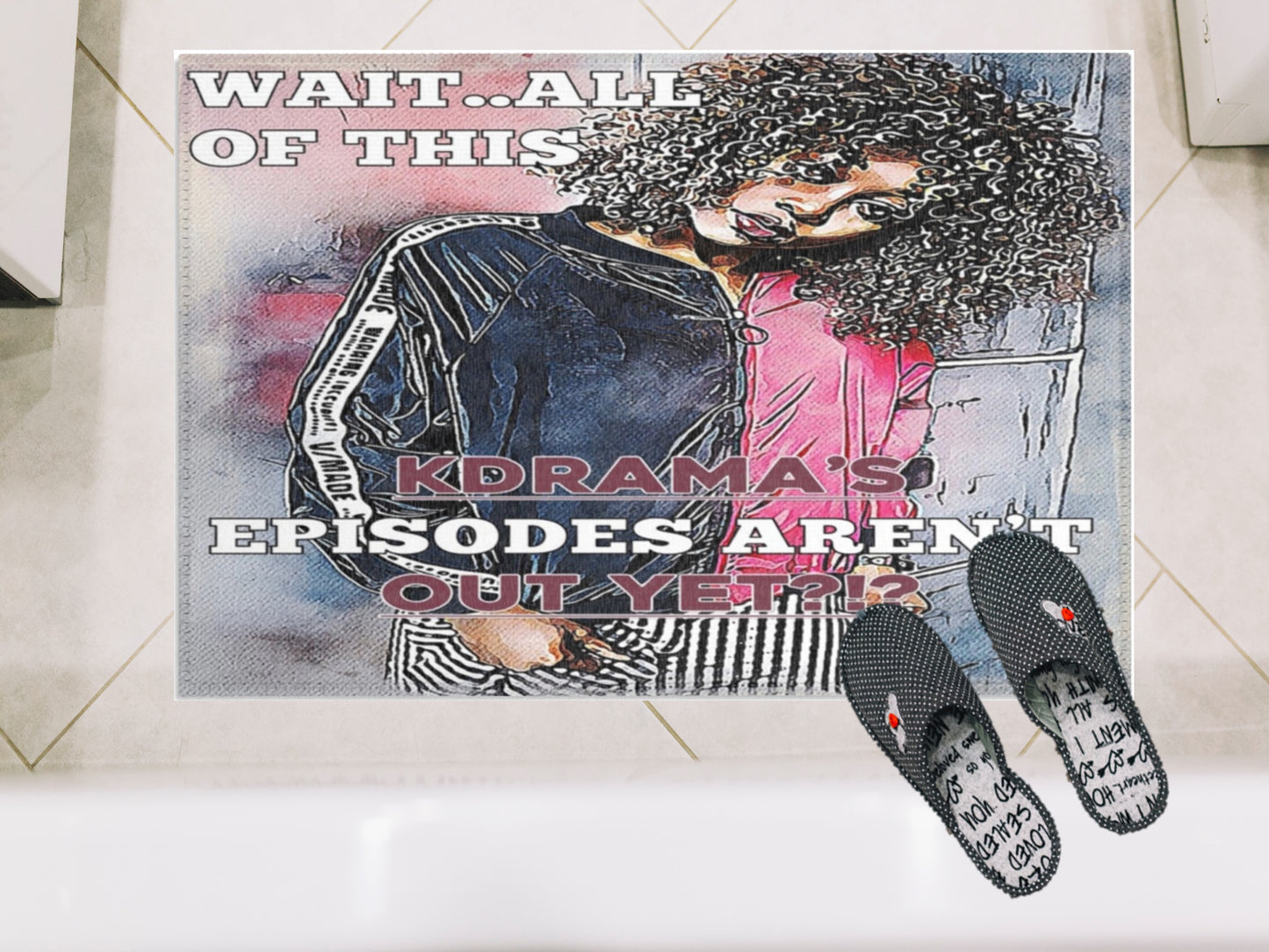 KDrama Themed Area Rug - "All the Series Episodes Aren't Out? Area Rug"