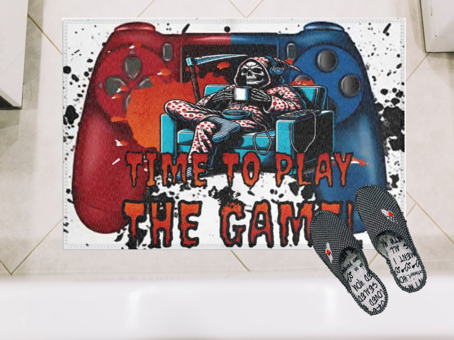 Gamer Themed Area Rug - "Time to Play the Game Area Rug"