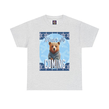 Winter is Coming Brown Bear Cub Unisex Heavy Cotton Tee, Pandas, Conservation T-shirt