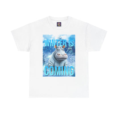 Winter is Coming Baby Hippo Unisex Heavy Cotton Tee, Pandas, Conservation T-Shirt