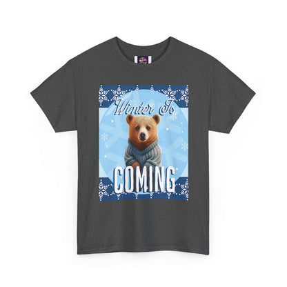 Winter is Coming Brown Bear Cub Unisex Heavy Cotton Tee, Pandas, Conservation T-shirt