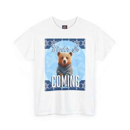 Winter is Coming Brown Bear Cub Unisex Heavy Cotton Tee, Pandas, Conservation T-shirt