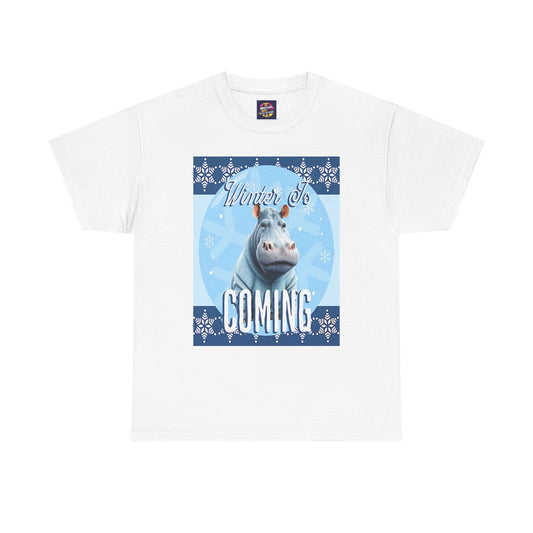 Winter is Coming Hippo Unisex Heavy Cotton Tee, Pandas, Conservation T-Shirt