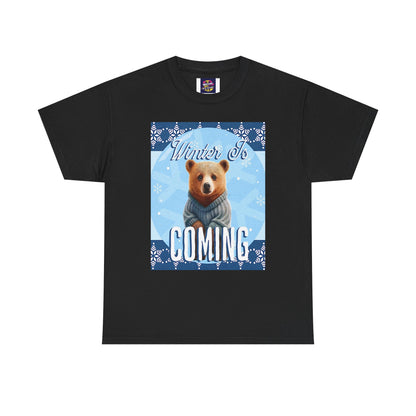Winter is Coming Brown Bear Cub Unisex Heavy Cotton Tee, Pandas, Conservation T-shirt
