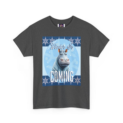 Winter is Coming Hippo Unisex Heavy Cotton Tee, Pandas, Conservation T-Shirt