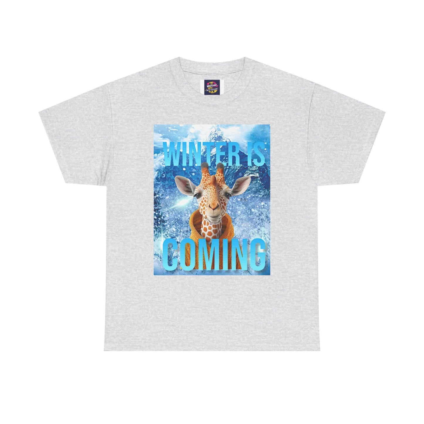 Winter is Coming Baby Giraffe Unisex Heavy Cotton Tee, Pandas, Conservation T-Shirt