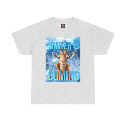 Winter is Coming Baby Giraffe Unisex Heavy Cotton Tee, Pandas, Conservation T-Shirt