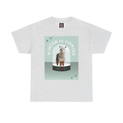 Winter is Coming Llama Unisex Heavy Cotton Tee, Conservation T-Shirt