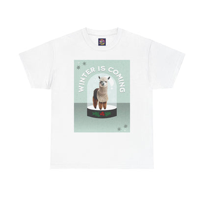 Winter is Coming Llama Unisex Heavy Cotton Tee, Conservation T-Shirt