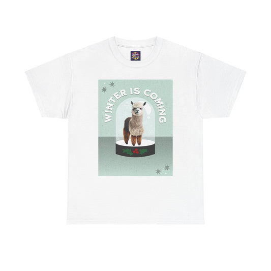 Winter is Coming Llama Unisex Heavy Cotton Tee, Conservation T-Shirt
