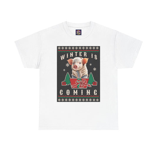 Winter is Coming Baby Piglet Unisex Heavy Cotton Tee, Pandas, Conservation T-Shirt