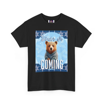 Winter is Coming Brown Bear Cub Unisex Heavy Cotton Tee, Pandas, Conservation T-shirt