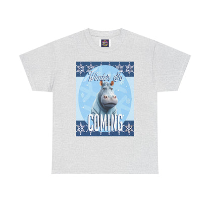 Winter is Coming Hippo Unisex Heavy Cotton Tee, Pandas, Conservation T-Shirt