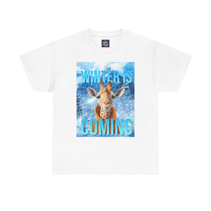 Winter is Coming Baby Giraffe Unisex Heavy Cotton Tee, Pandas, Conservation T-Shirt