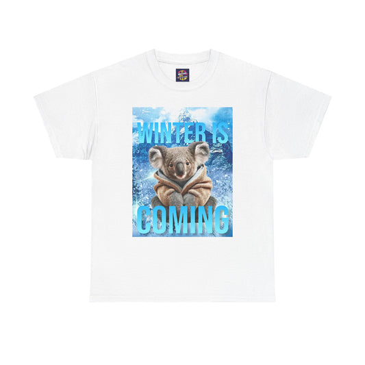 Winter is Coming Baby Koala Unisex Heavy Cotton Tee, Pandas, Conservation T-Shirt