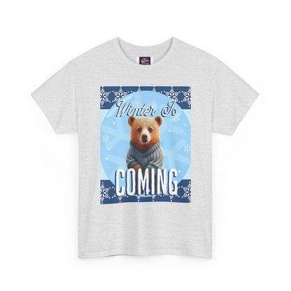 Winter is Coming Brown Bear Cub Unisex Heavy Cotton Tee, Pandas, Conservation T-shirt