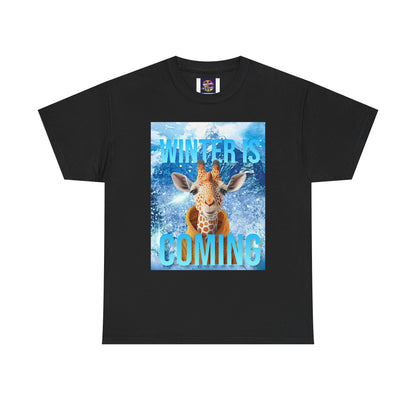 Winter is Coming Baby Giraffe Unisex Heavy Cotton Tee, Pandas, Conservation T-Shirt