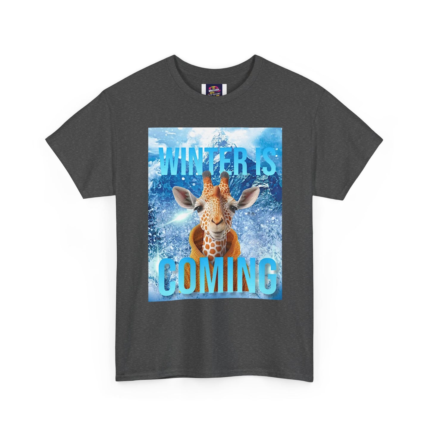 Winter is Coming Baby Giraffe Unisex Heavy Cotton Tee, Pandas, Conservation T-Shirt