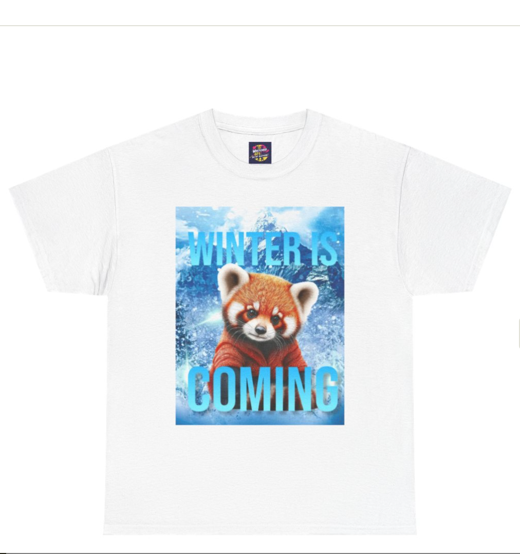 Winter is Coming Baby Red Panda Unisex Heavy Cotton Tee, Pandas, Conservation