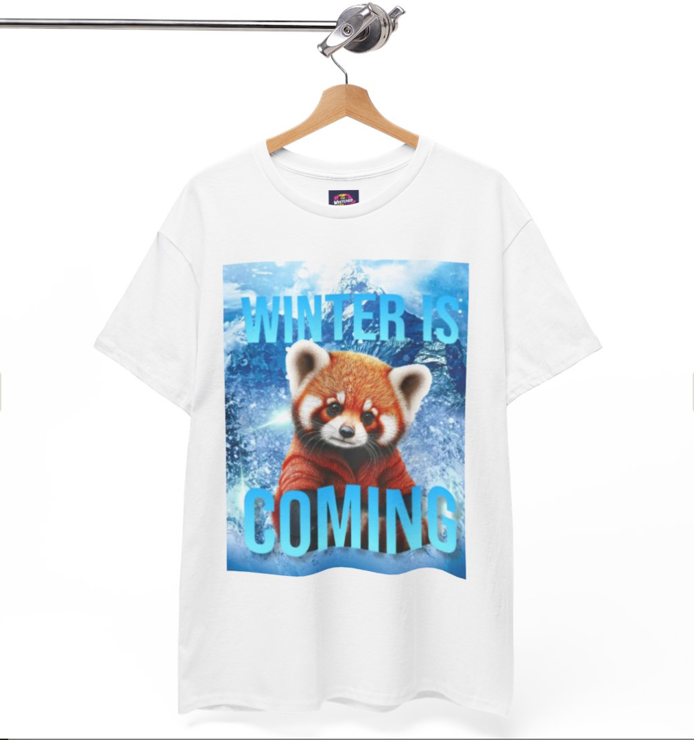 Winter is Coming Baby Red Panda Unisex Heavy Cotton Tee, Pandas, Conservation