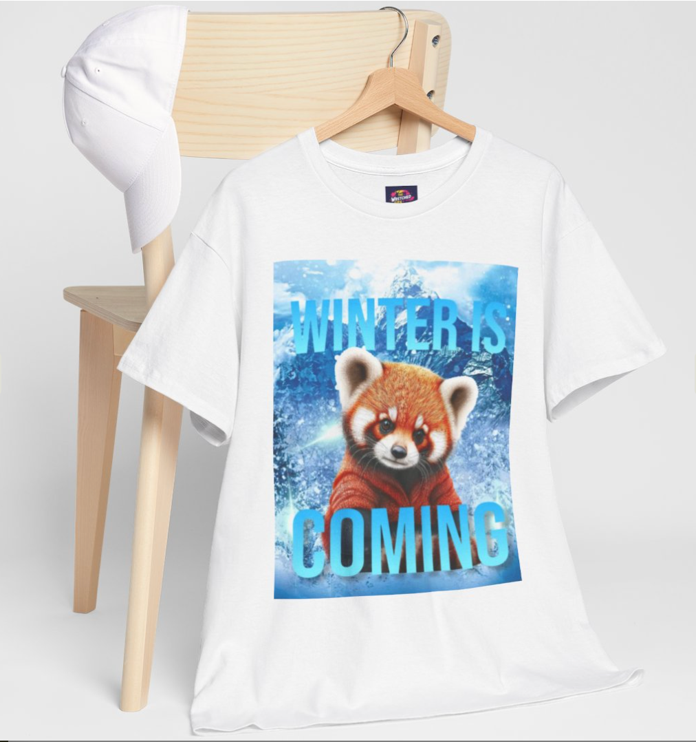 Winter is Coming Baby Red Panda Unisex Heavy Cotton Tee, Pandas, Conservation