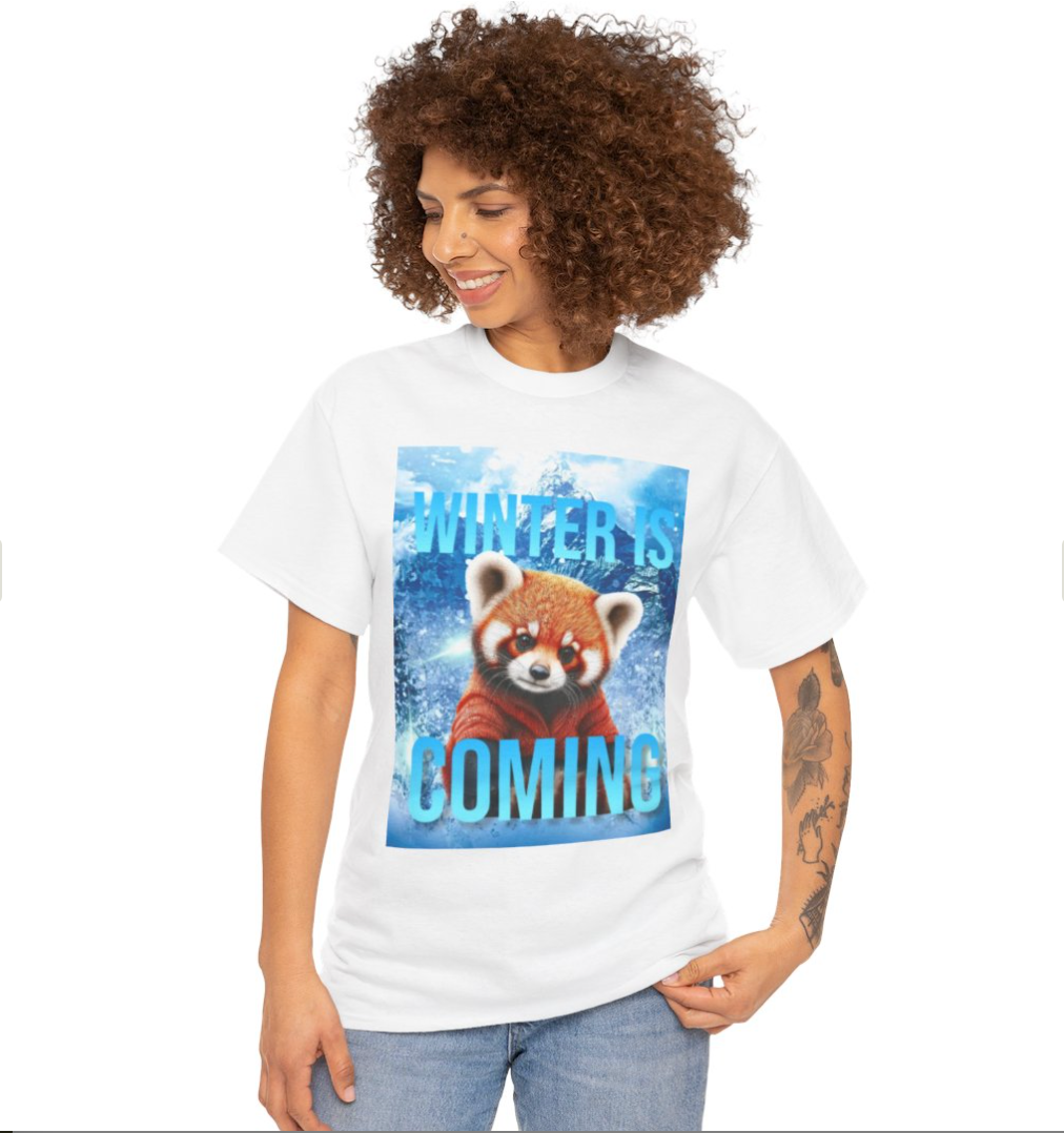 Winter is Coming Baby Red Panda Unisex Heavy Cotton Tee, Pandas, Conservation