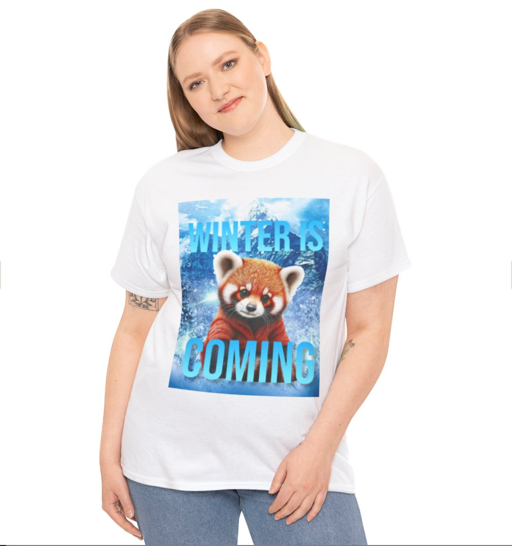 Winter is Coming Baby Red Panda Unisex Heavy Cotton Tee, Pandas, Conservation