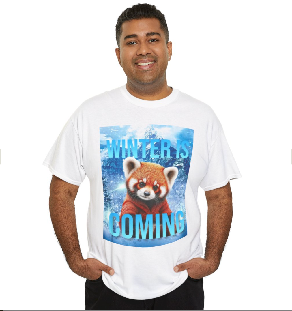 Winter is Coming Baby Red Panda Unisex Heavy Cotton Tee, Pandas, Conservation